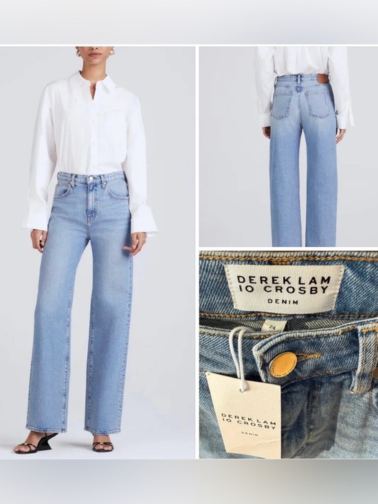 10 Crosby Derek Lam Denim - Derek Lam Crosby Light Blue High Rise Taylored Wide-Leg Jeans in Sutton Vintage